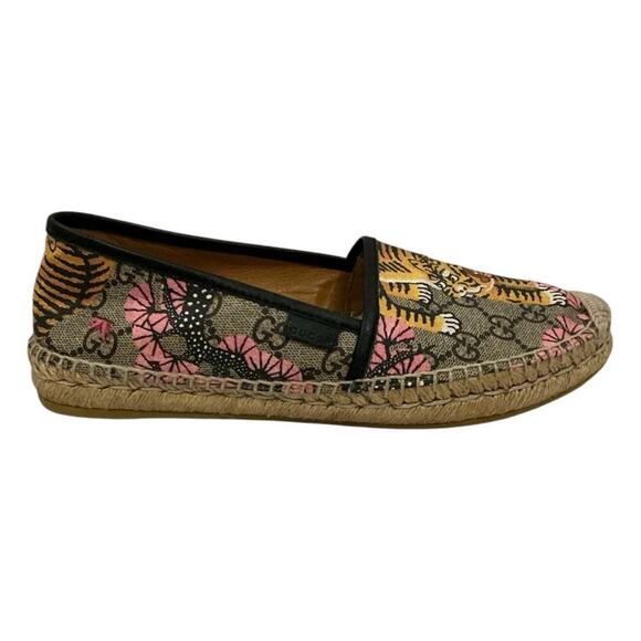 Gucci Bengal Tiger Floral Supreme Monogram Canvas Rare Espadrilles Size 7 1/2 - Picture 3 of 13